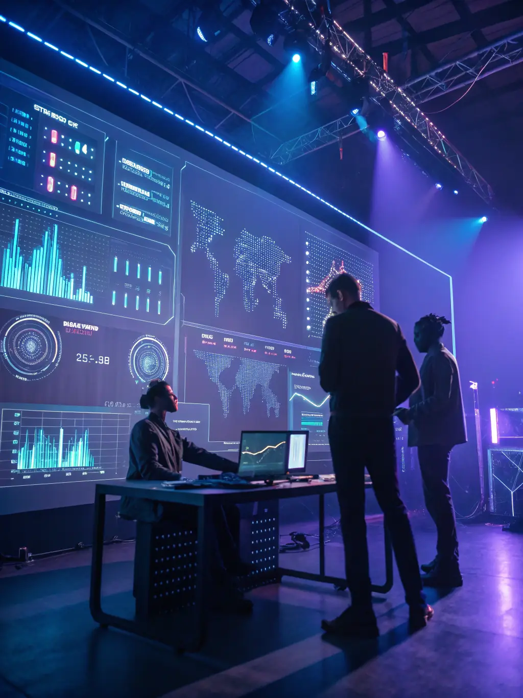 A modern design illustrating 'Technology-Driven Transformation, ' highlighting the integration of AI and other technologies to enhance business operations. The image should suggest innovation and future-readiness.