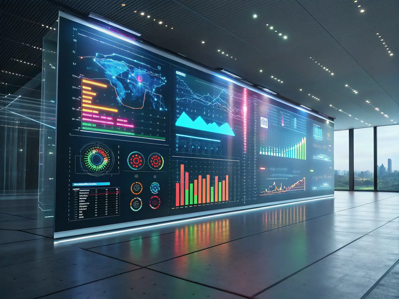 An image of a digital interface with AI analytics and data visualization tools, representing TESCA Elements' technological integration and AI service.
